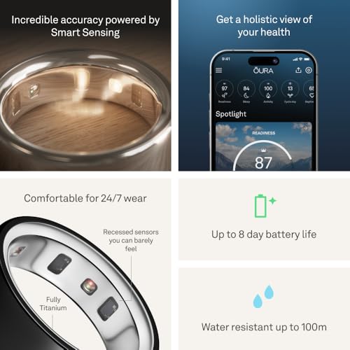 Oura Ring 4 - Rose Gold - Size 8 - Smart Ring - Size First with Oura Ring 4 Sizing Kit - Sleep Tracking Wearable - Heart Rate - Fitness Tracker - Up to 8 Days of Battery Life