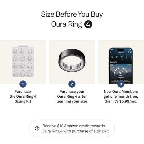 Oura Ring 4 - Rose Gold - Size 8 - Smart Ring - Size First with Oura Ring 4 Sizing Kit - Sleep Tracking Wearable - Heart Rate - Fitness Tracker - Up to 8 Days of Battery Life