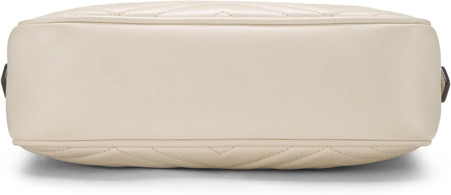 Pre-Loved White Leather Torchon GG Marmont Crossbody Bag Small, White