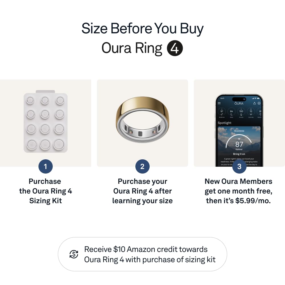 Oura Ring 4 - Rose Gold - Size 8 - Smart Ring - Size First with Oura Ring 4 Sizing Kit - Sleep Tracking Wearable - Heart Rate - Fitness Tracker - Up to 8 Days of Battery Life