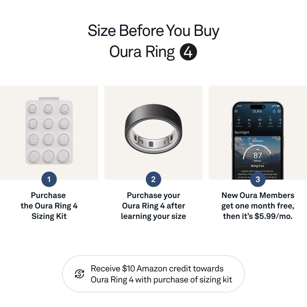 Oura Ring 4 - Rose Gold - Size 8 - Smart Ring - Size First with Oura Ring 4 Sizing Kit - Sleep Tracking Wearable - Heart Rate - Fitness Tracker - Up to 8 Days of Battery Life