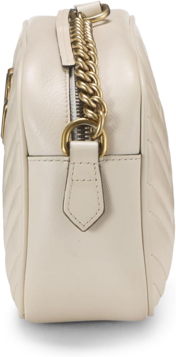 Pre-Loved White Leather Torchon GG Marmont Crossbody Bag Small, White