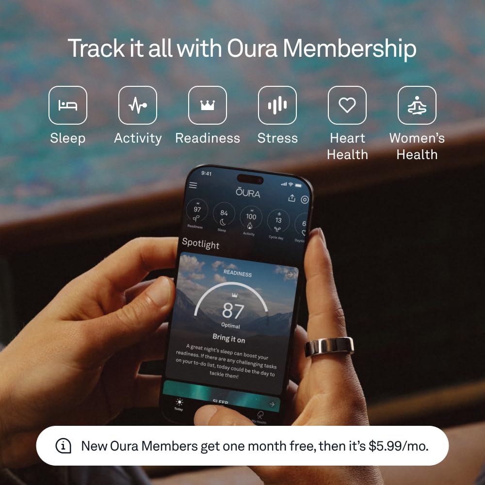 Oura Ring 4 - Rose Gold - Size 8 - Smart Ring - Size First with Oura Ring 4 Sizing Kit - Sleep Tracking Wearable - Heart Rate - Fitness Tracker - Up to 8 Days of Battery Life