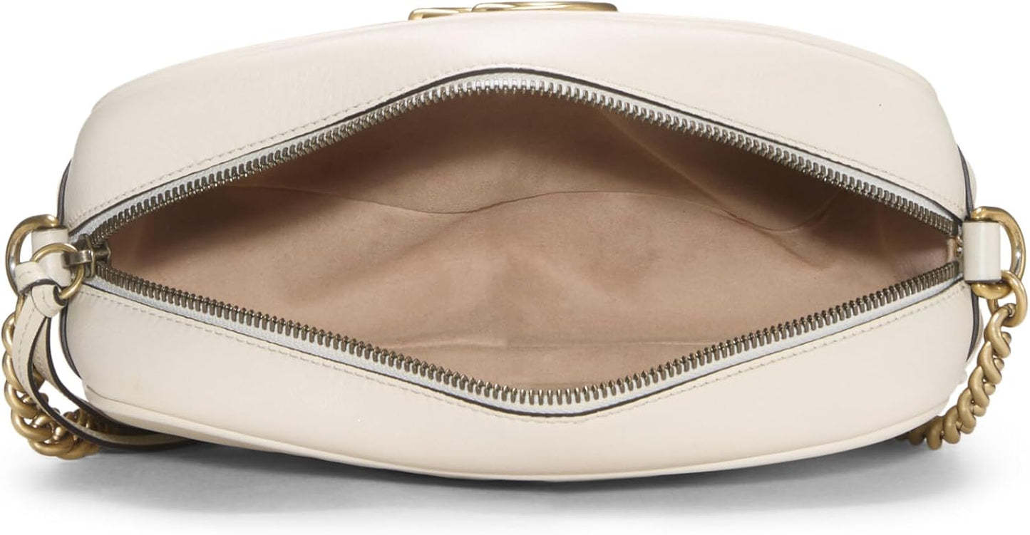 Pre-Loved White Leather Torchon GG Marmont Crossbody Bag Small, White