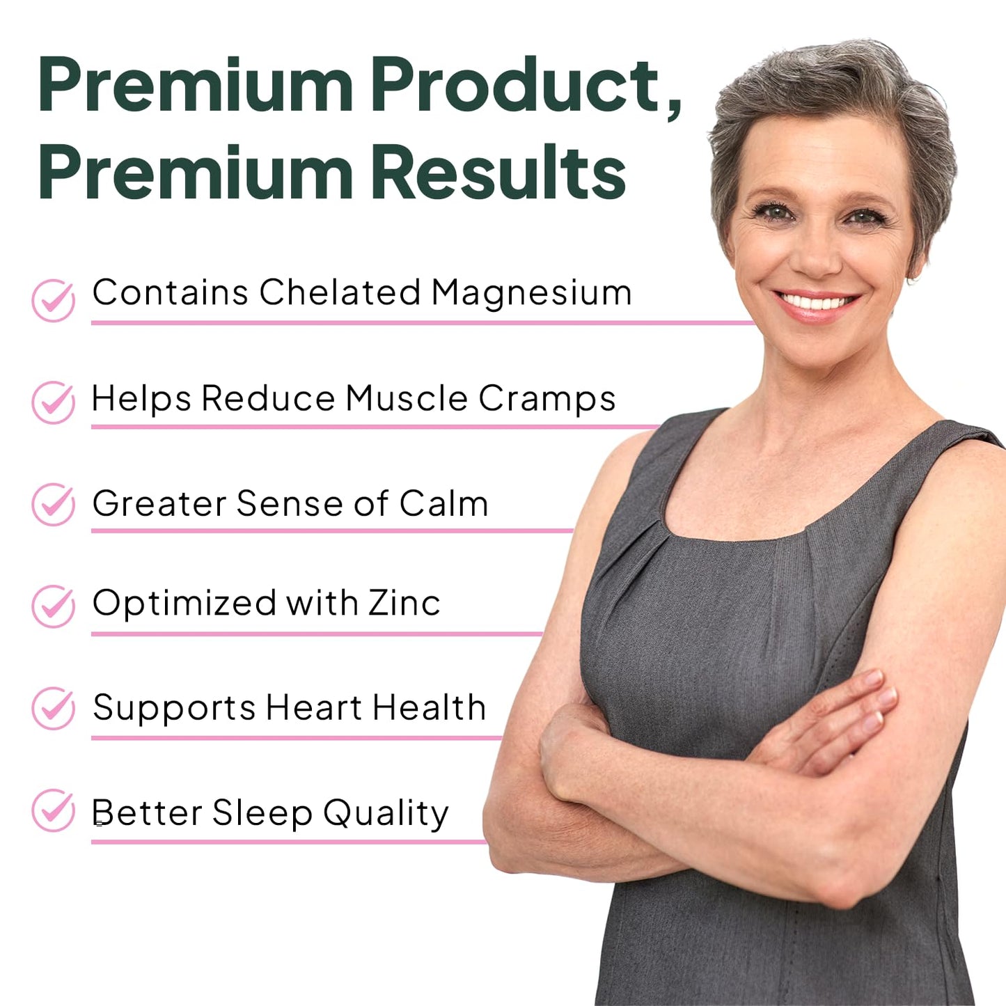 Pure Magnesium Glycinate with Zinc - Maximum Strength Chelated Magnesium Supplement for Women and Men for Muscle Cramps and Sleep Support - 90 Capsule