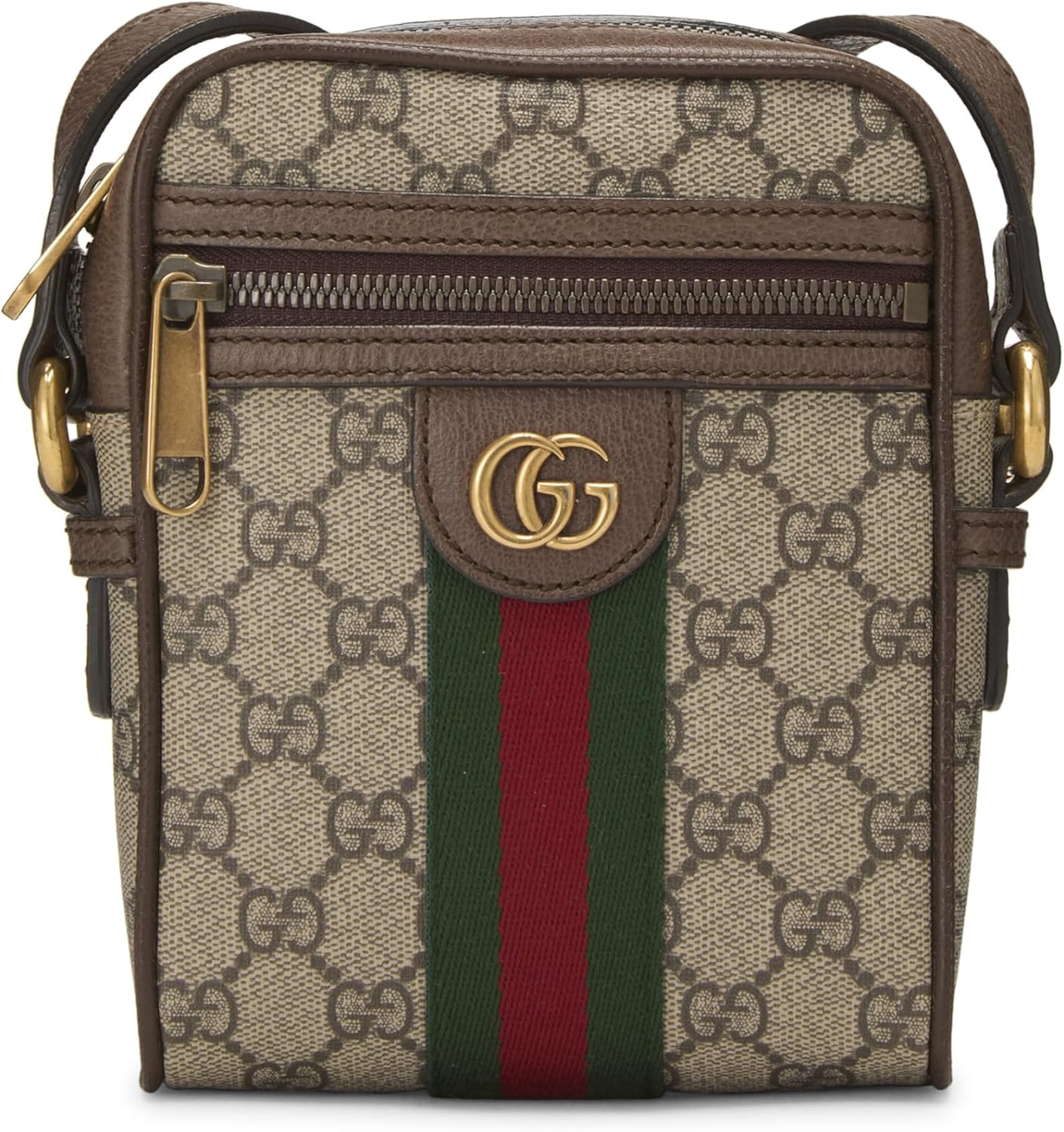 Pre-Loved Brown GG Supreme Canvas Ophidia Messenger Mini, Brown