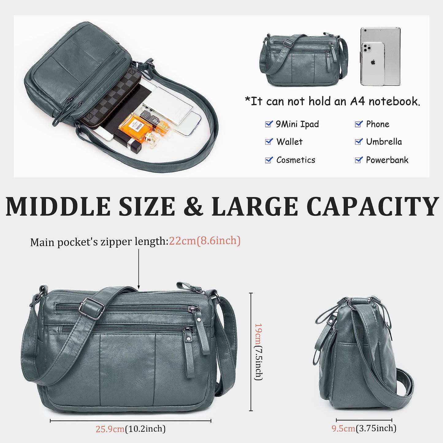 Soft PU Leather Shoulder Bag Crossbody Purse