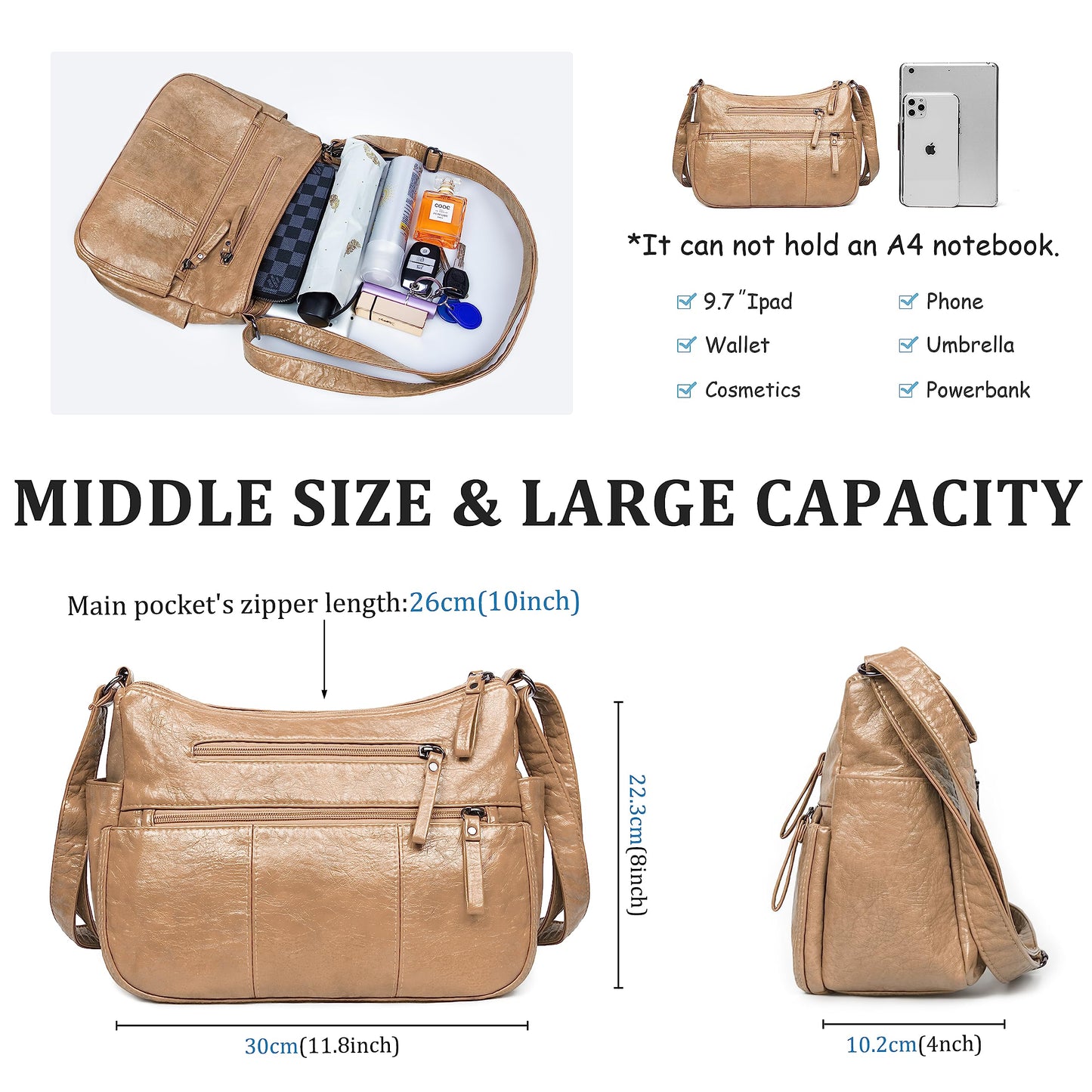 Soft PU Leather Shoulder Bag Crossbody Purse