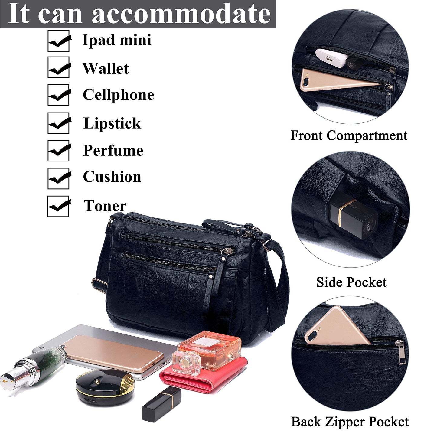 Soft PU Leather Shoulder Bag Crossbody Purse