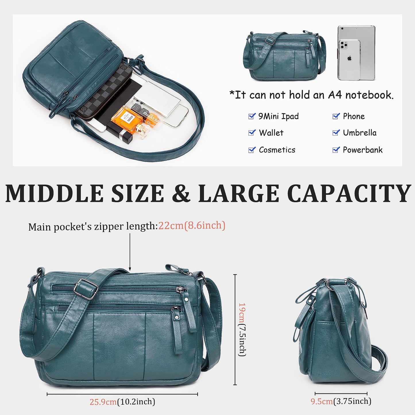 Soft PU Leather Shoulder Bag Crossbody Purse