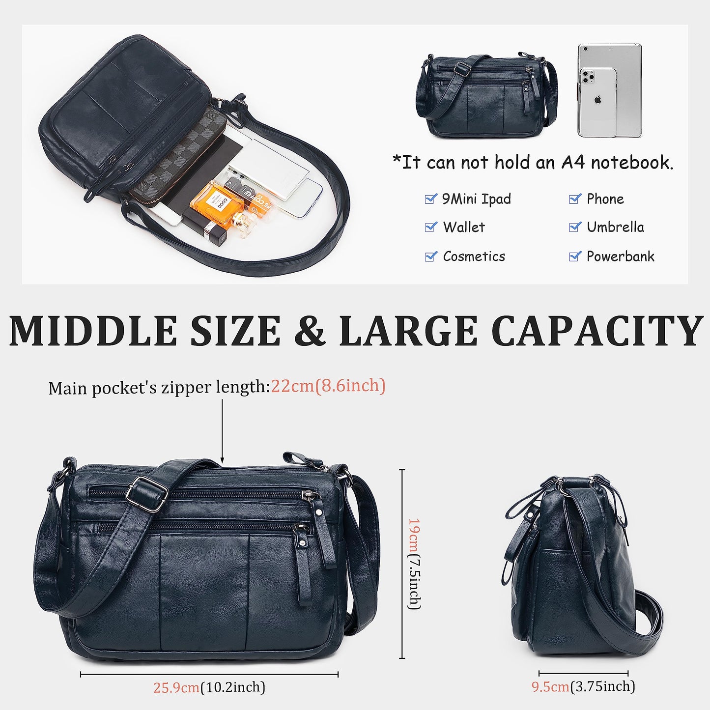 Soft PU Leather Shoulder Bag Crossbody Purse