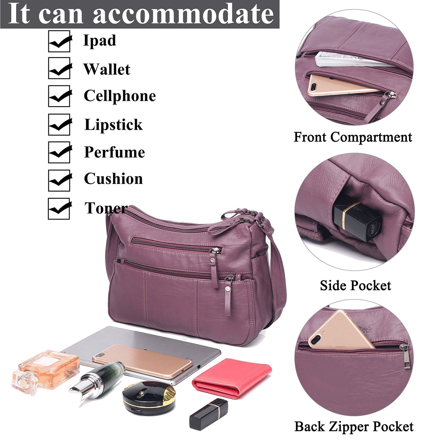 Soft PU Leather Shoulder Bag Crossbody Purse
