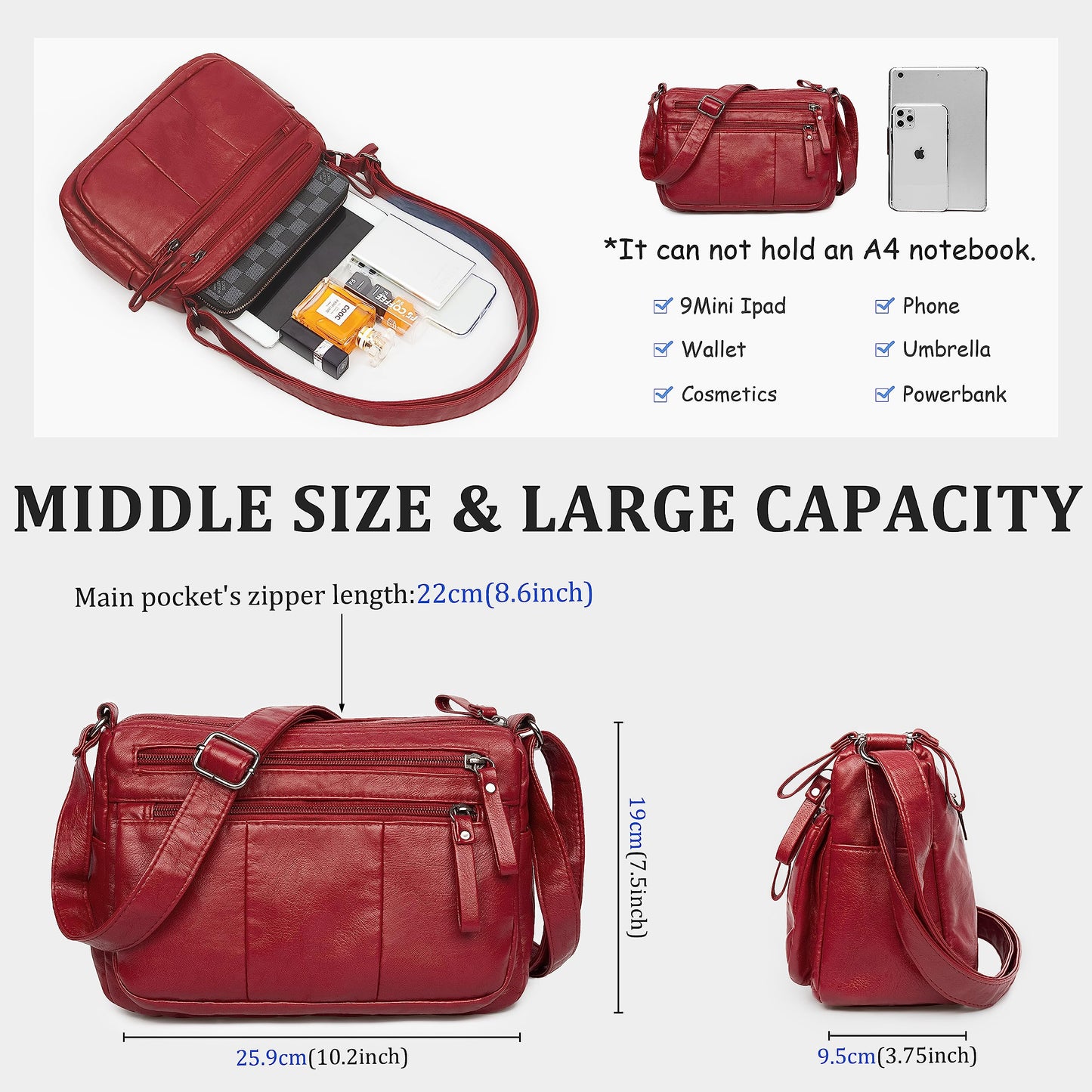 Soft PU Leather Shoulder Bag Crossbody Purse