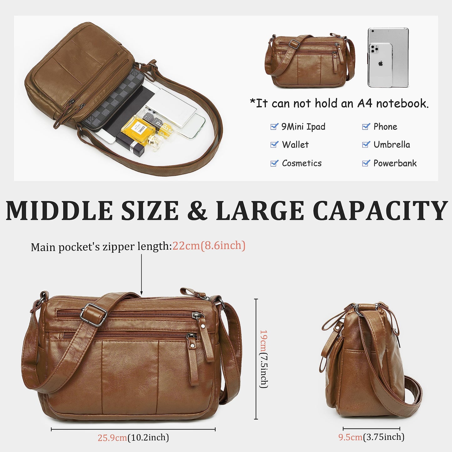 Soft PU Leather Shoulder Bag Crossbody Purse