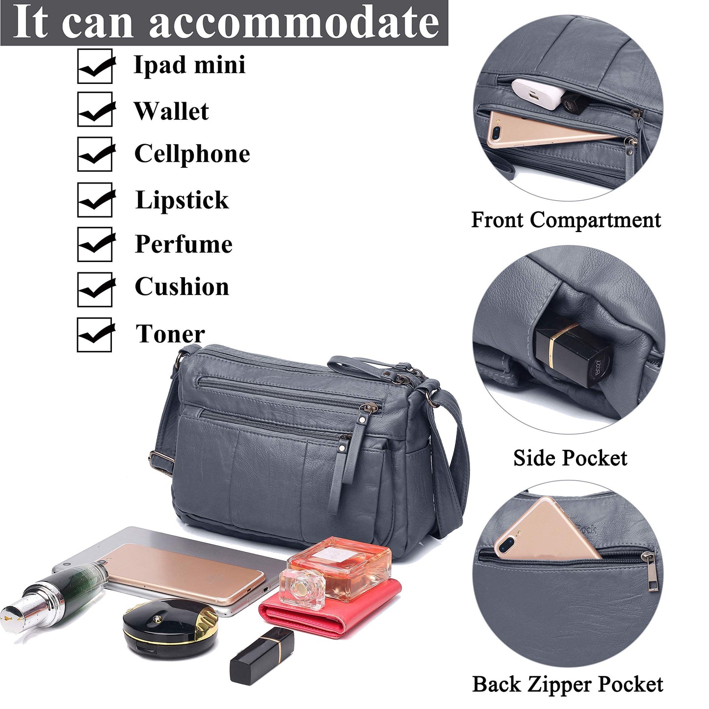 Soft PU Leather Shoulder Bag Crossbody Purse