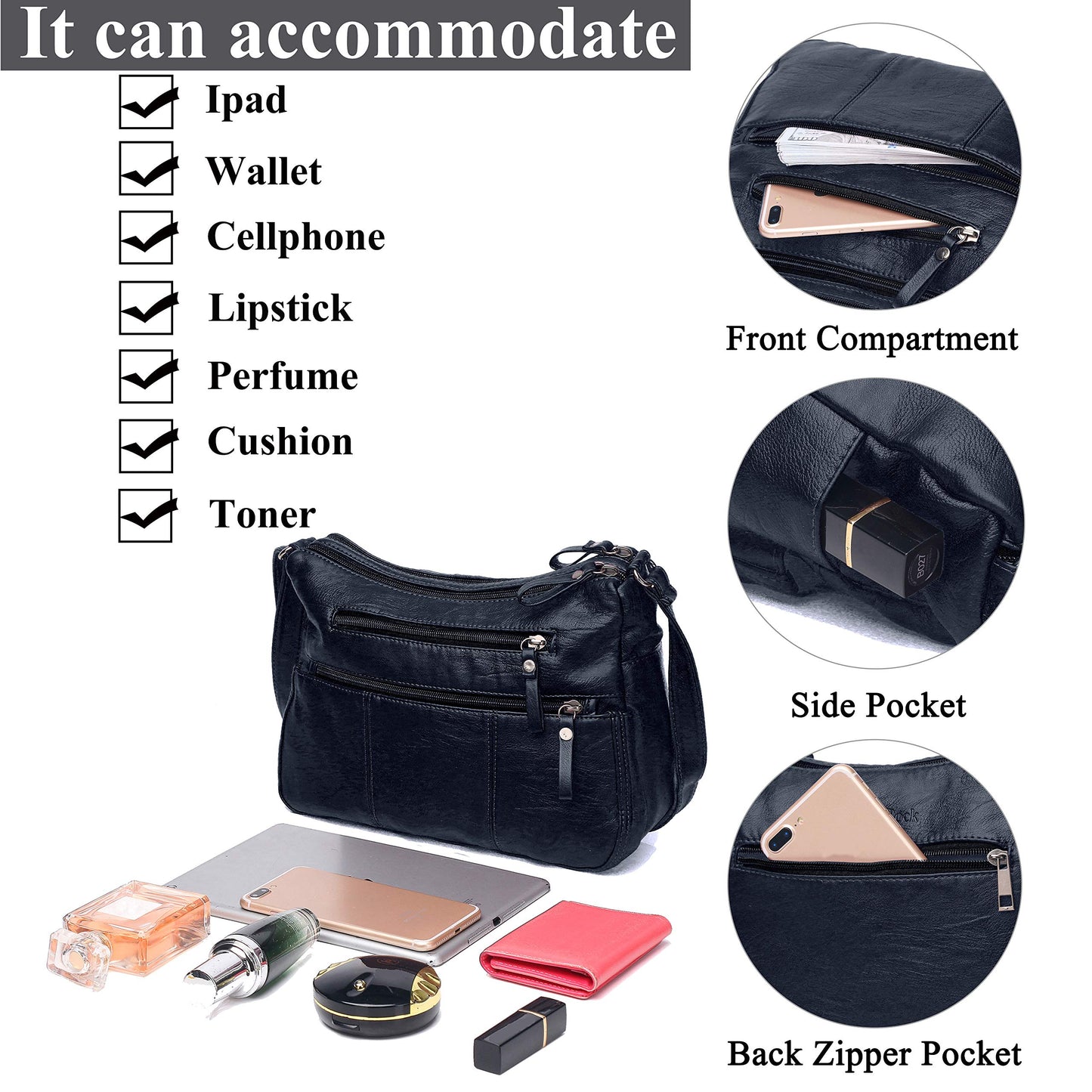 Soft PU Leather Shoulder Bag Crossbody Purse