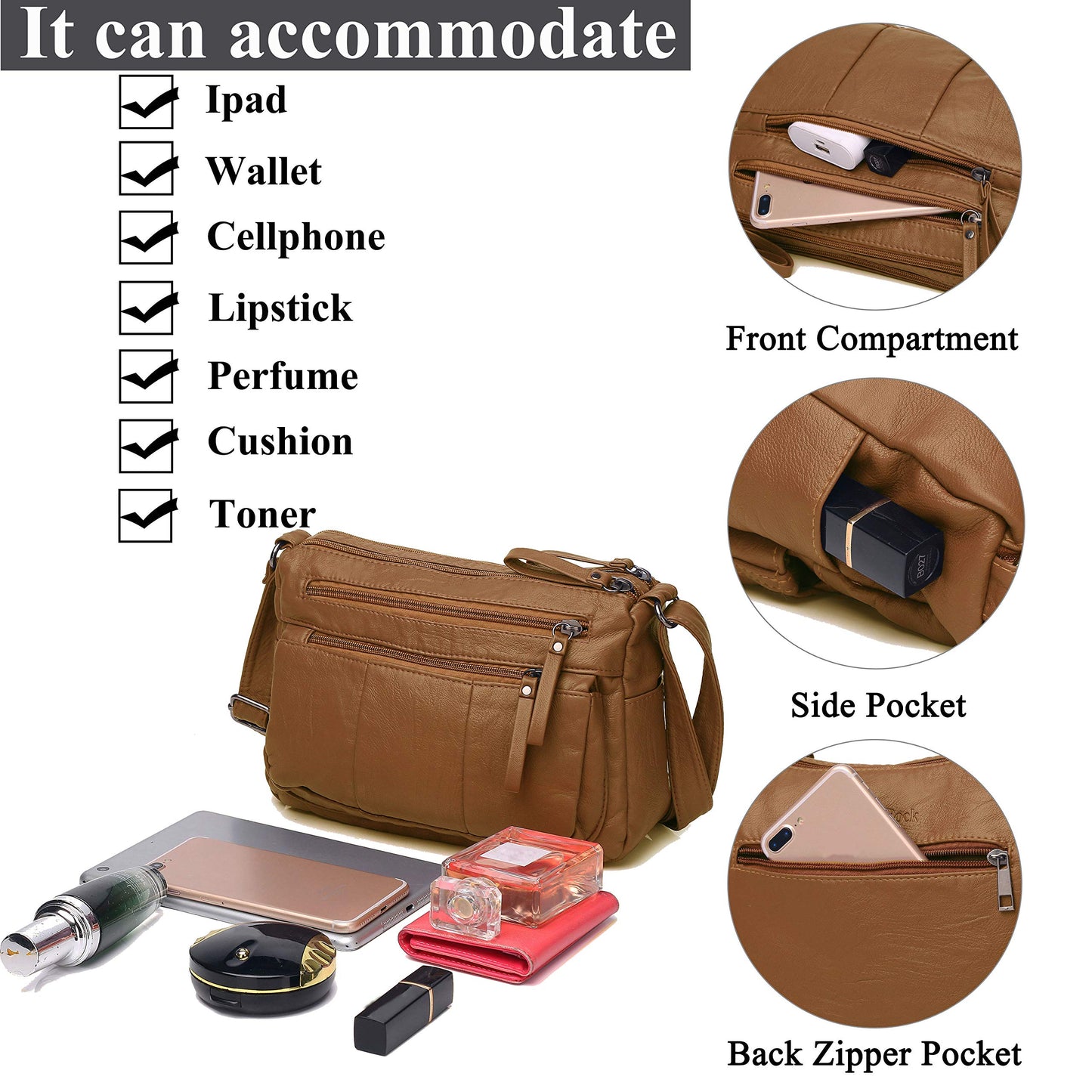 Soft PU Leather Shoulder Bag Crossbody Purse