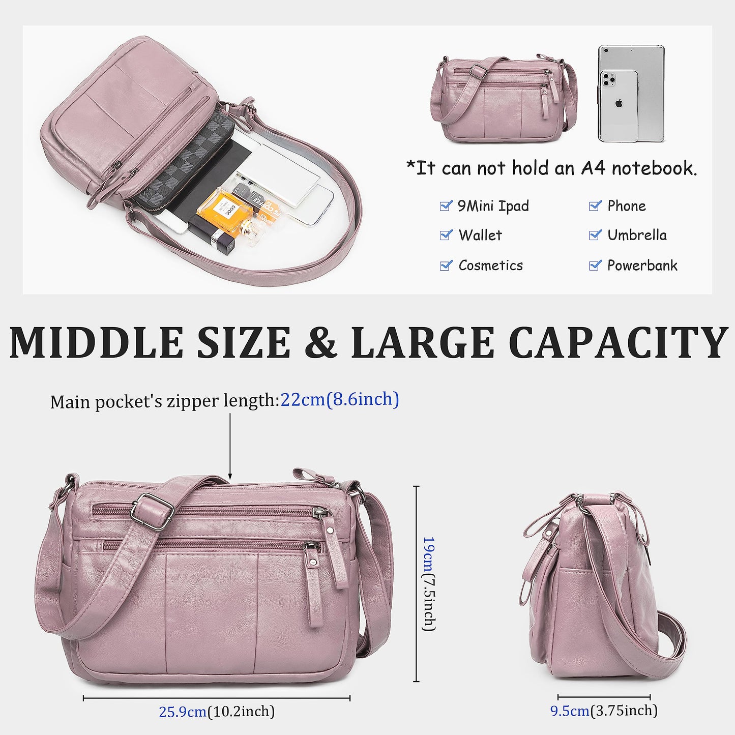 Soft PU Leather Shoulder Bag Crossbody Purse