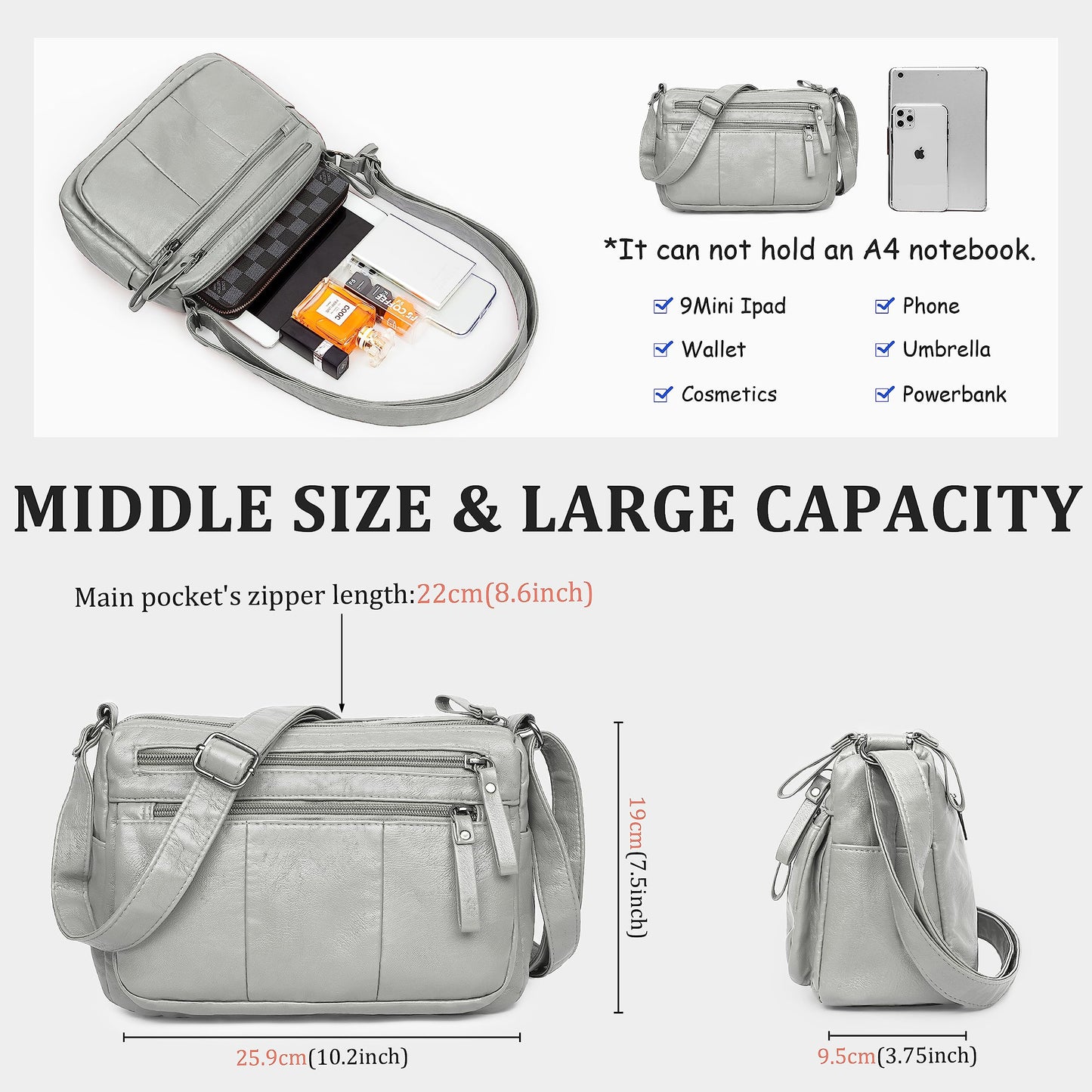 Soft PU Leather Shoulder Bag Crossbody Purse