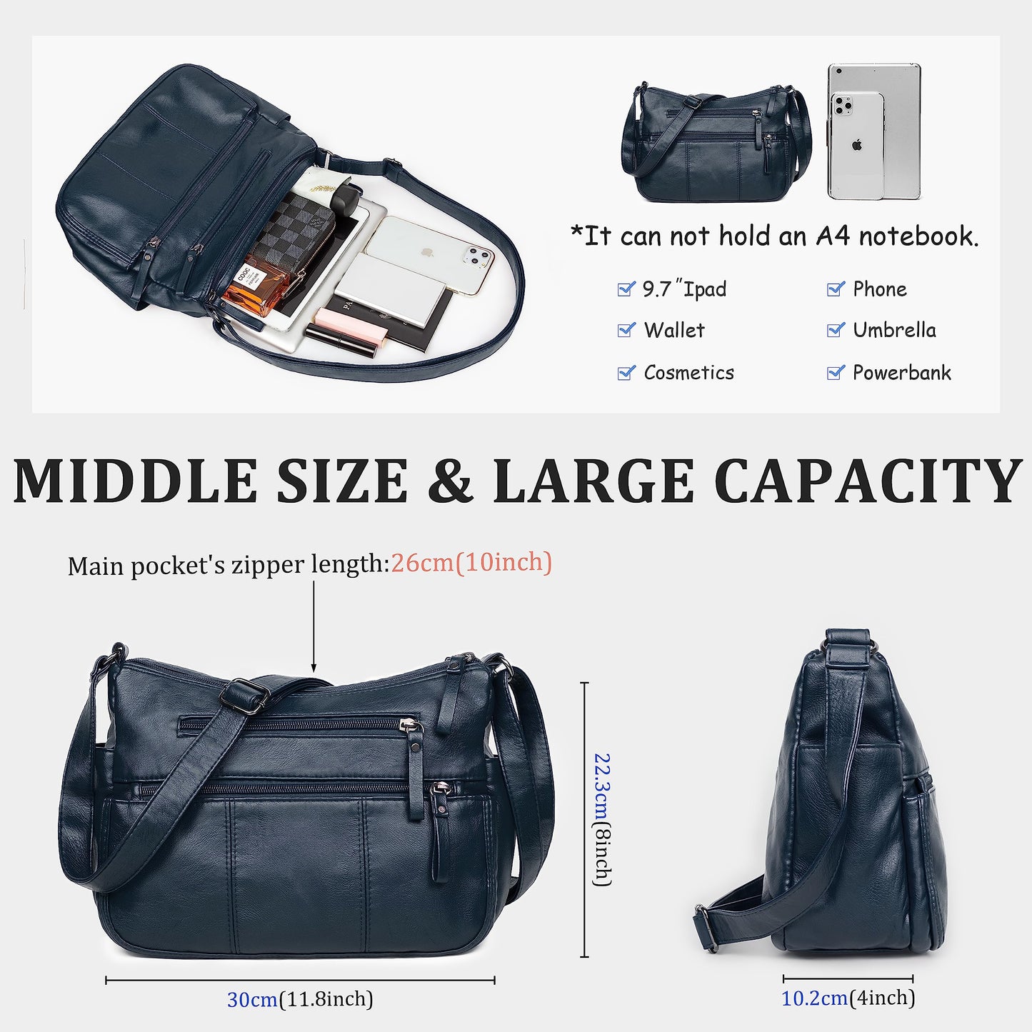 Soft PU Leather Shoulder Bag Crossbody Purse