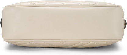 Pre-Loved White Leather Torchon GG Marmont Crossbody Bag Small, White