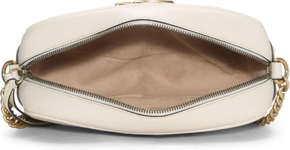 Pre-Loved White Leather Torchon GG Marmont Crossbody Bag Small, White