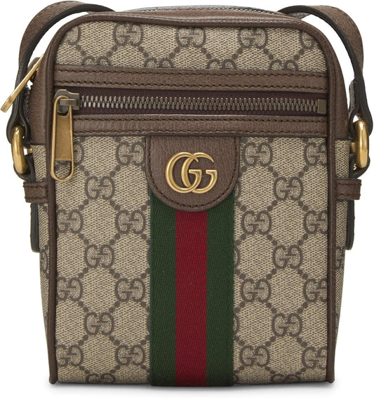 Pre-Loved Brown GG Supreme Canvas Ophidia Messenger Mini, Brown
