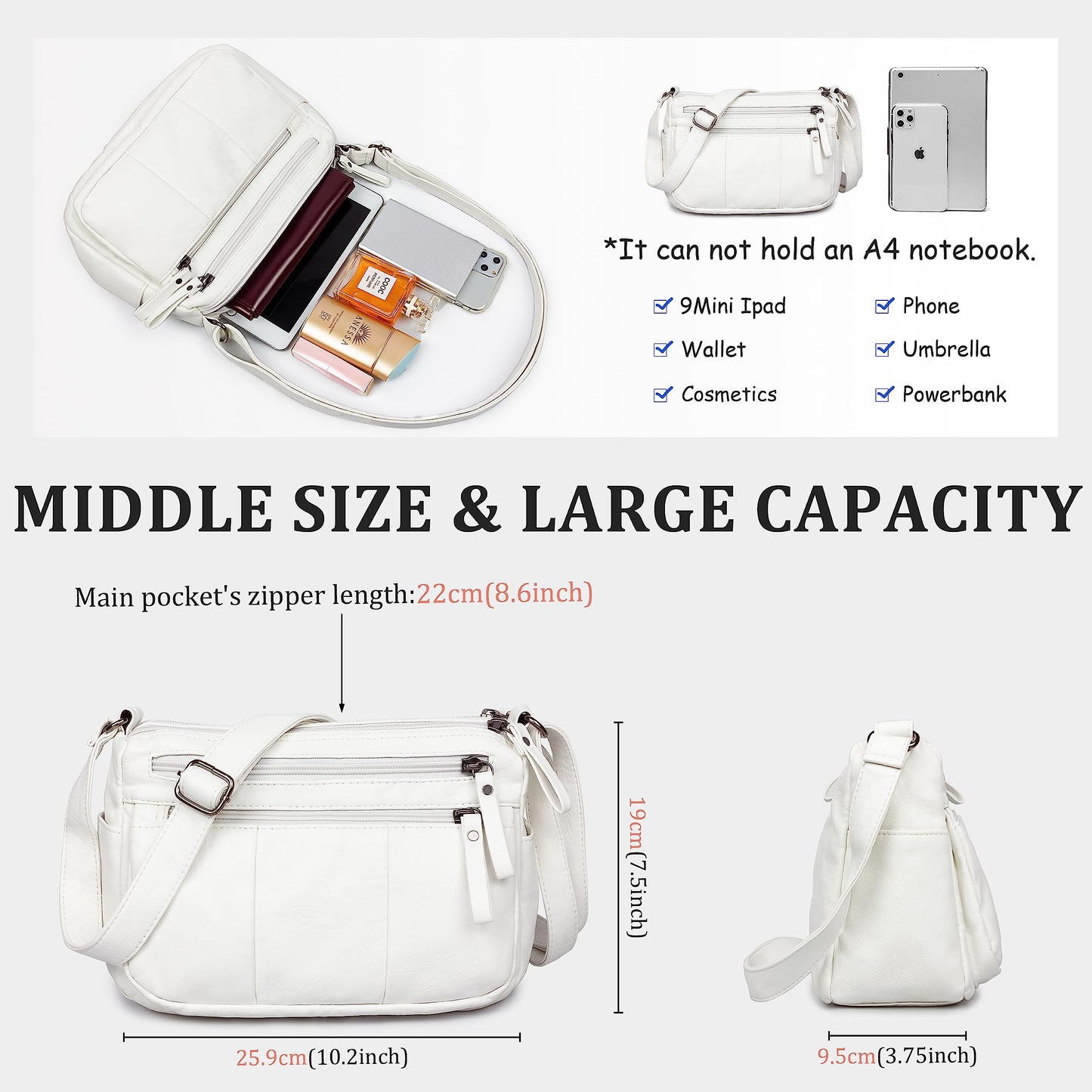 Soft PU Leather Shoulder Bag Crossbody Purse