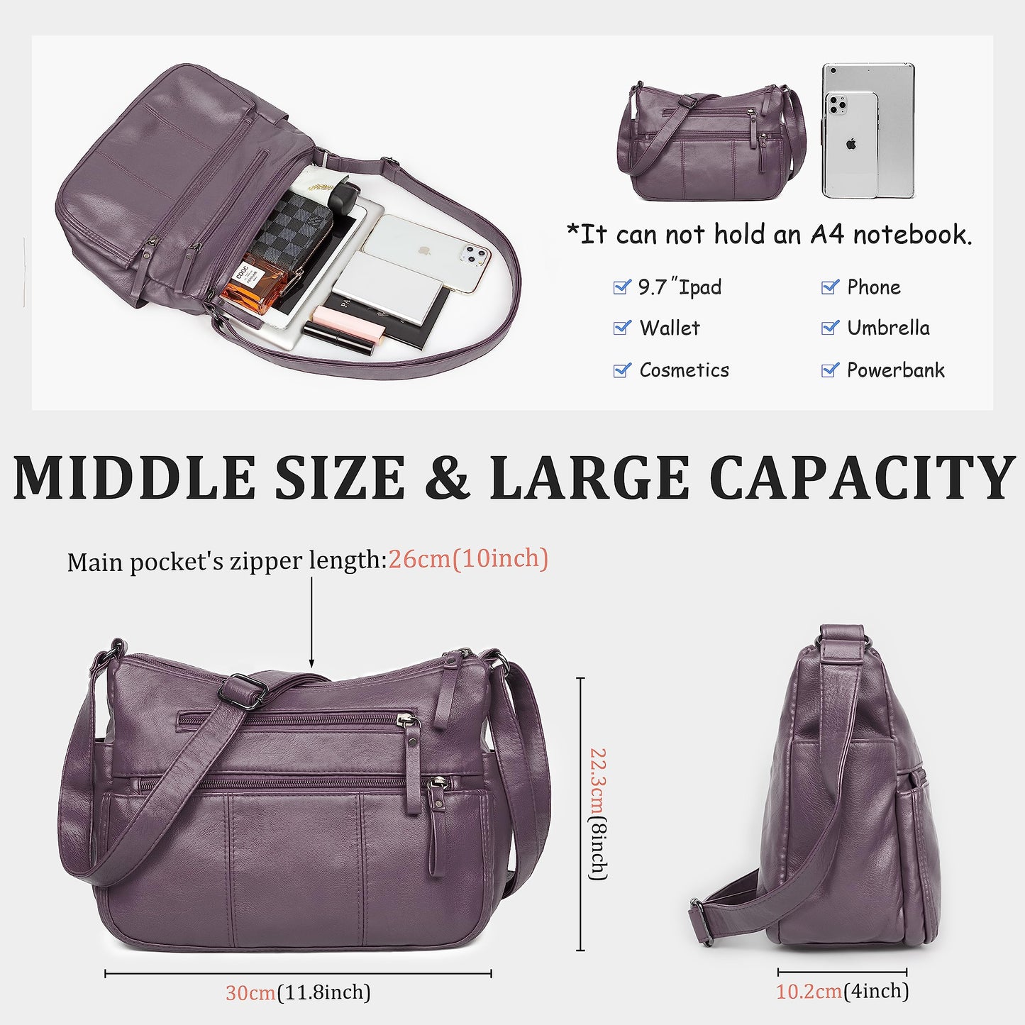 Soft PU Leather Shoulder Bag Crossbody Purse